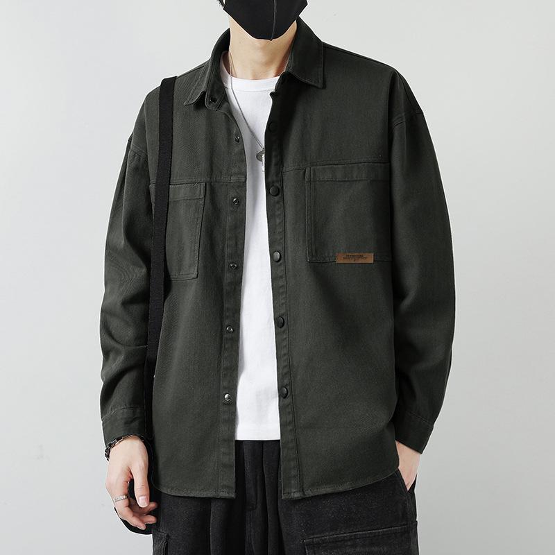 Рубашки для мужчин Весна и осень Тонкие рубашки с длинными рукавами в японском стиле в Гонконге Свободные кардиганы Куртки Универсальный повседневный тренд