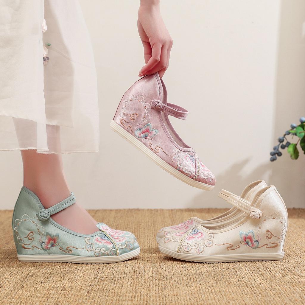 [Юньси] Распродажа! Клиренс! Туфли Ханфу на высоком каблуке, вышитые женские туфли, старинный скошенный каблук, внутренняя платформа, увеличивающая рост, туфли Ханфу