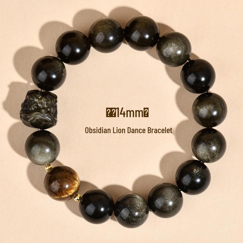 Браслет на одну петлю «Львиный танец» из обсидиана: Модный унисекс-бестселлер