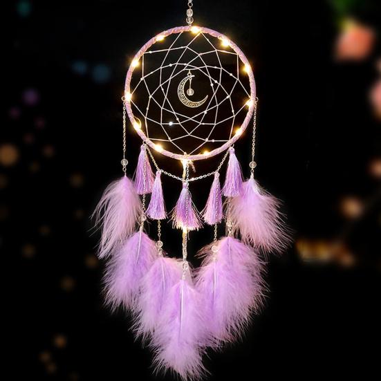 Dream Catcher Eye-catching Creative Shape Iron Ring LED Moon Dream Catcher Wall Art Ornament for Home