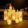Светодиодная свеча-лампа Иисус Дева Христос Романтическая Безпламенная Молитвенная Чайная свеча Религиозный Ночник Настольное Декоративное Украшение