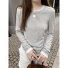 Round Neck Fake Two-piece T-shirt for Women Long Sleeves Early Autumn Design Niche Pullover Tops Underwear Base Shirt for Women