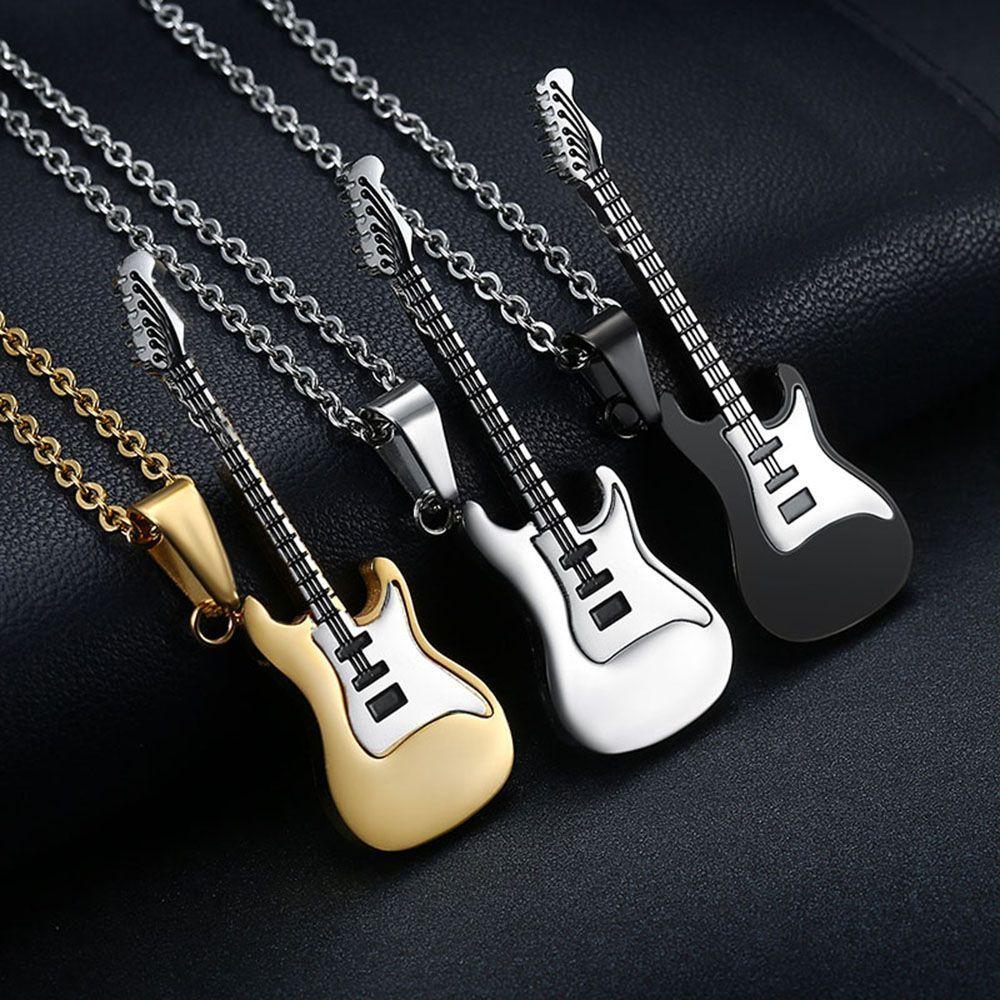 Men Rock Music Chain Necklace Guitar Pendant