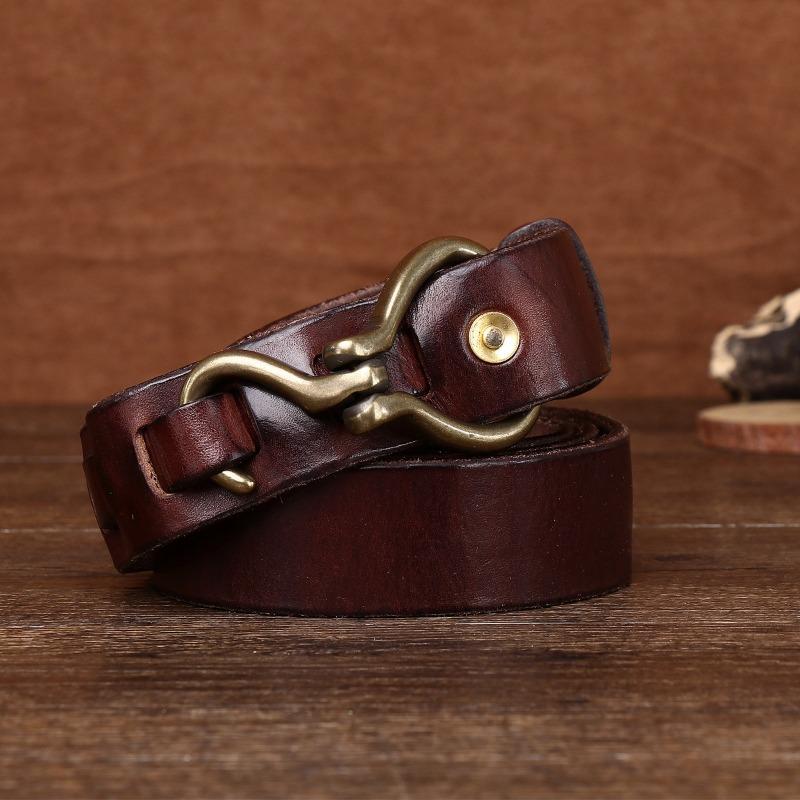 Кожаный ремень из утолщенной растительной дубленой коровьей кожи, мужской кожаный ремень с крючком в стиле ретро из меди, модный мужской ремень для брюк