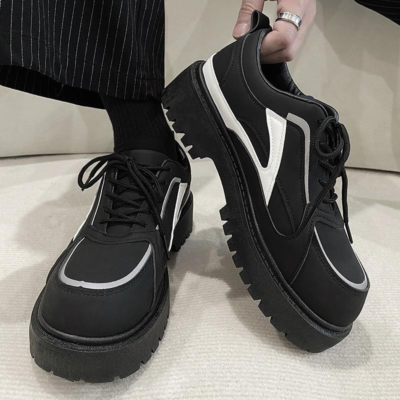 Fashion 2025 New Men's Wide Toe Lace Up Shoes Vintage Retro Chunky Sole Ankle Boots Casual Comfortable Non-Slip Black Fashion Sneakers