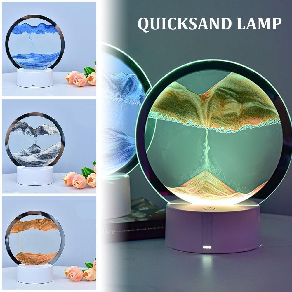 Colors 3D Sea Display Decoration Quicksand Painting Hourglass Light Desktop Ornament Sandscape Lamp