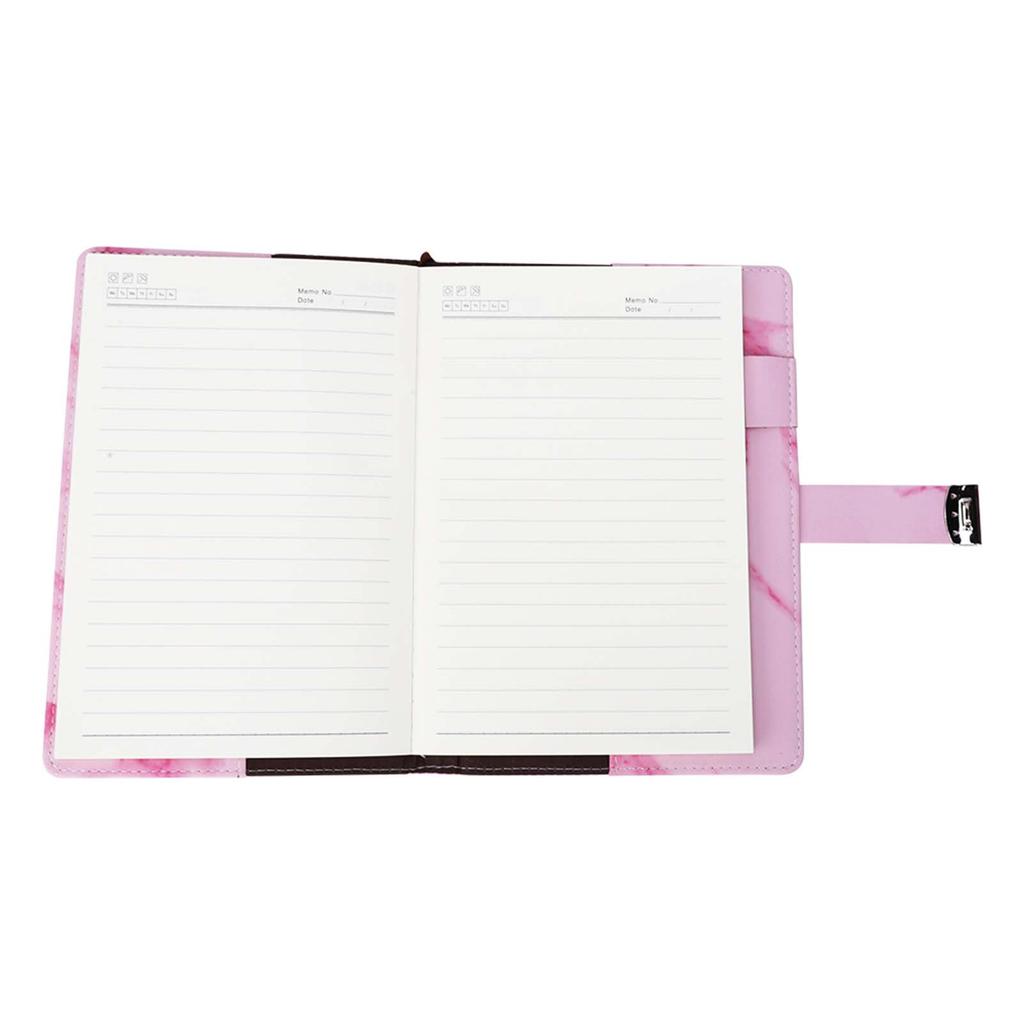 A5 Note Book PU Leather Cover Password Lock Notepad Diary Book Office School SuppliesPink