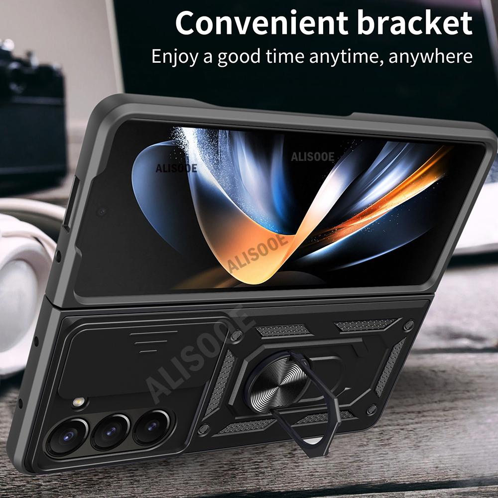 Чехол-подставка с кольцом для Samsung Galaxy Z Fold 6 5 4, защитный противоударный чехол-держатель для Samsung Z Fold 4 5 6 5G Capa