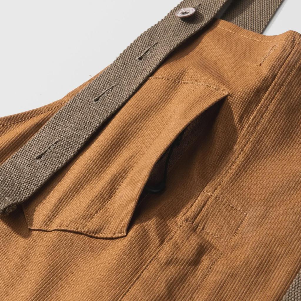 Nijiang American Retro Loose Khaki BF Straight Bib Overalls - Men's Casual One-Piece Long Pants