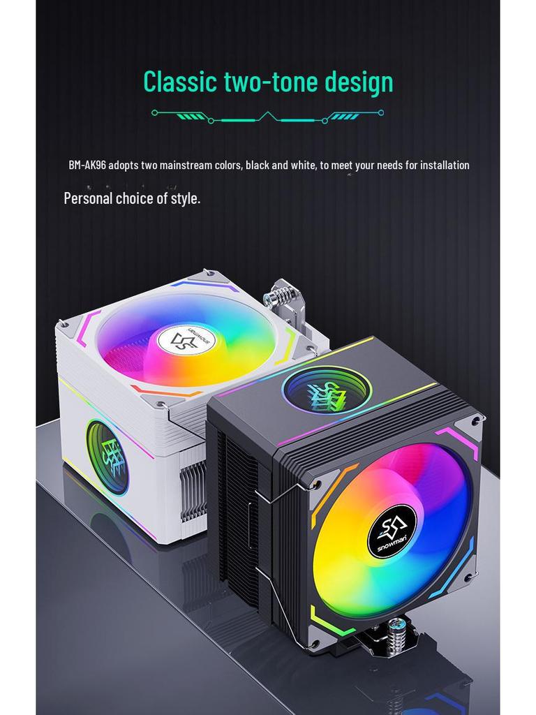 Бесшумный процессорный кулер SNOWMAN Bingman MX96, 6 тепловых трубок, воздушное охлаждение, совместим с 1700, X99, AMD и 2011.