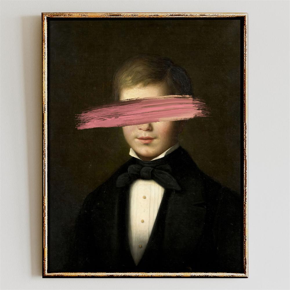 Funny Altered Art Portrait Poster Dark Academia Rococo Print Vintage Pastel Portrait Canvas Painting Bubblegum Baroque Art Print