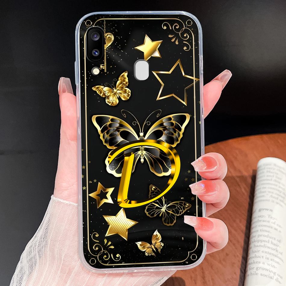 For Samsung Galaxy A20 A20S A21 A30 A30S Phone Case Butterfly Letters Soft TPU Clear Silicone Shell For Galaxy A 20 A 30 Housing