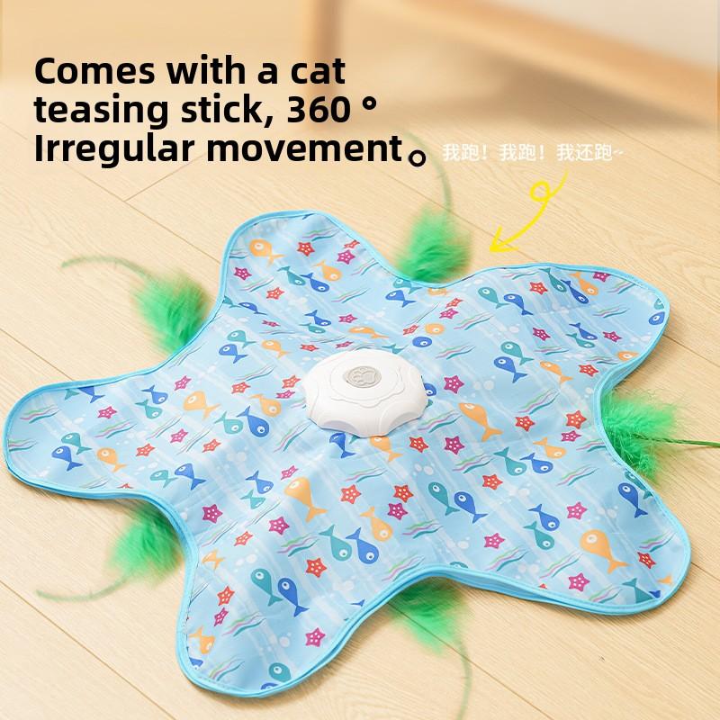Cat Toys Interactive Hide and Seek Cat Toy with Mouse Squeaky Motion Activated Moving Conaled Feathers Kitten Teaser Toy