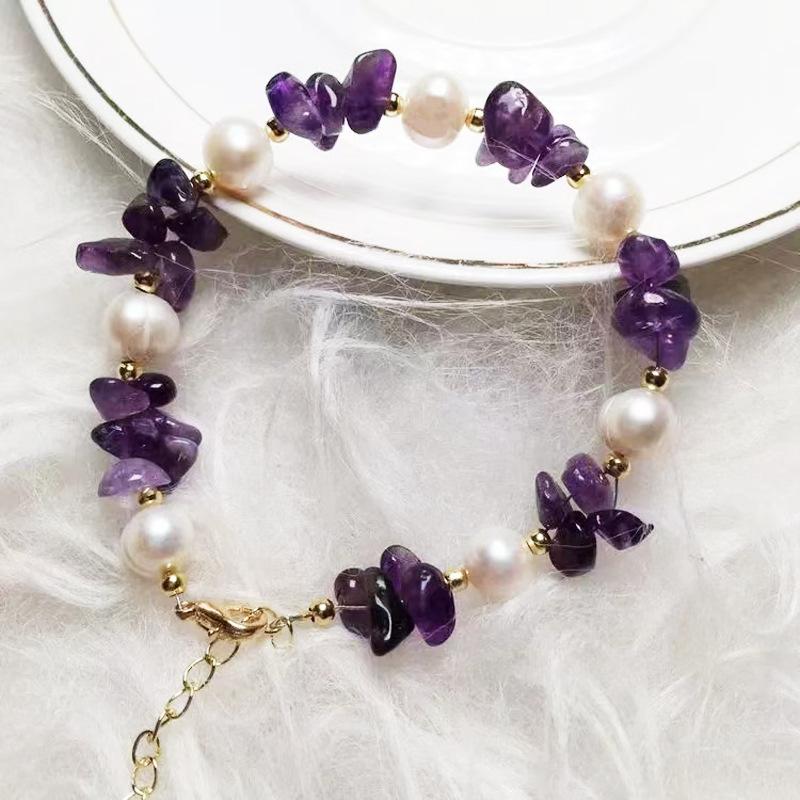 Natural stone crystal freshwater pearl bracelet women's fashion high-end sense bracelet temperament women's trend niche design jewelry
