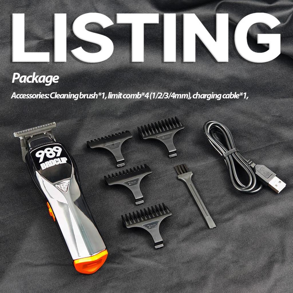 Профессиональный домашний электрический беспроводной триммер для волос BRDCLIP, триммер для лысых волос BRD989, мужская парикмахерская машинка