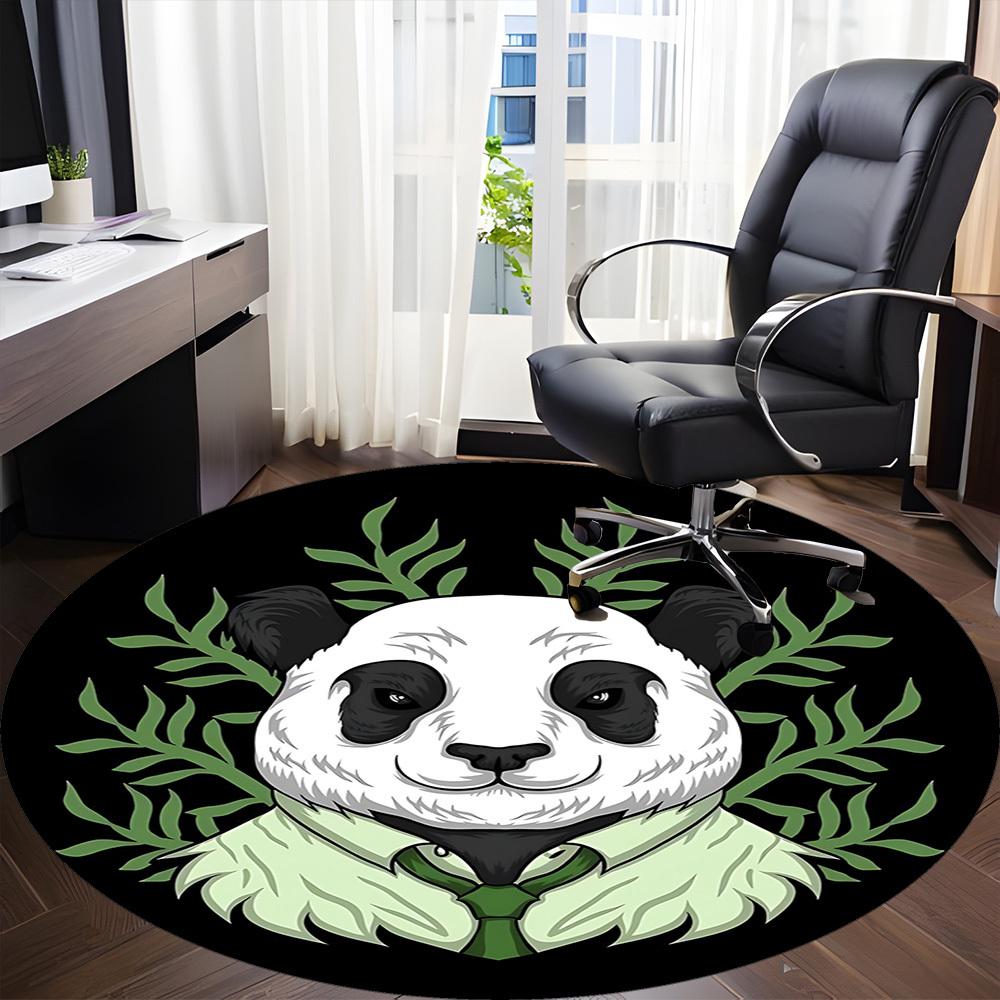 1pc Panda Bamboo Office Round Area Rug, Indoor Mat Suitable For Office, Under Office Chairs Bedroom Living Room Home Decor, Room Deco