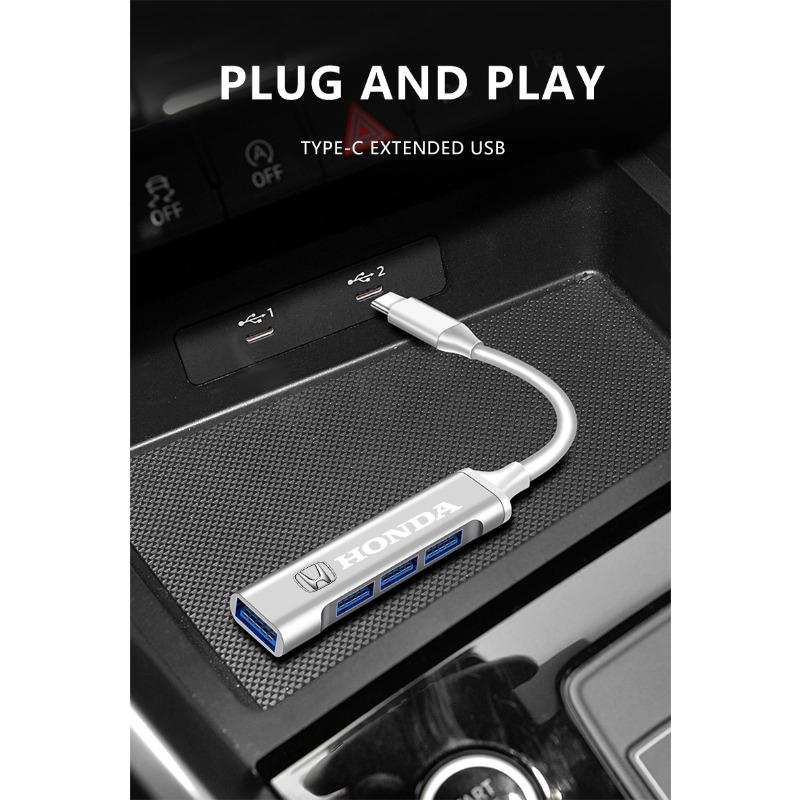 4 порта USB 3.0 HUB TYPE-C Многопортовый адаптер для автомобиля с высокой скоростью передачи данных для Honda Passport Stepwgn CRV BRV HRV Insight Fit Jazz Civic Accord Pilot