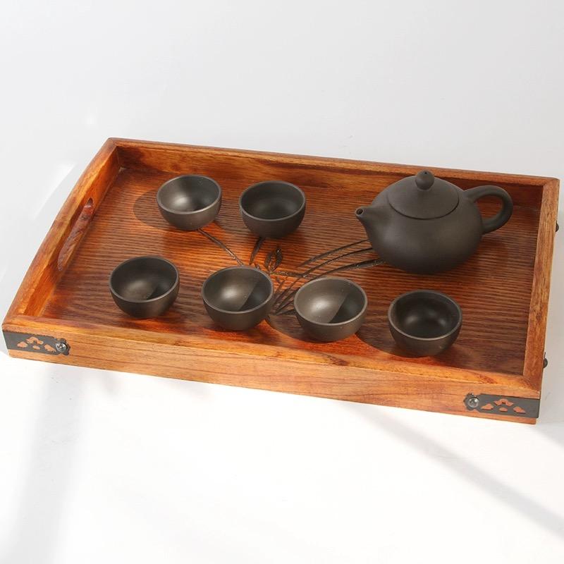 Японская деревянная десертная тарелка прямоугольная семейная гостиничная чайная сервиз для гостиной сервировочный набор чашка для чая ручная деревянная чайная тарелка