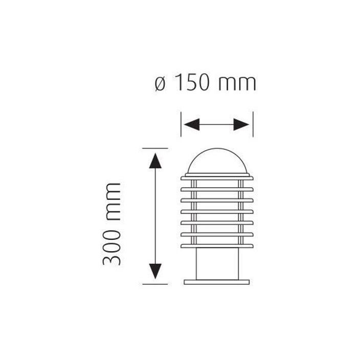 Borne - Hawaï-30 - IP44 - E27 - 60W - Jardin - Noir - Inox