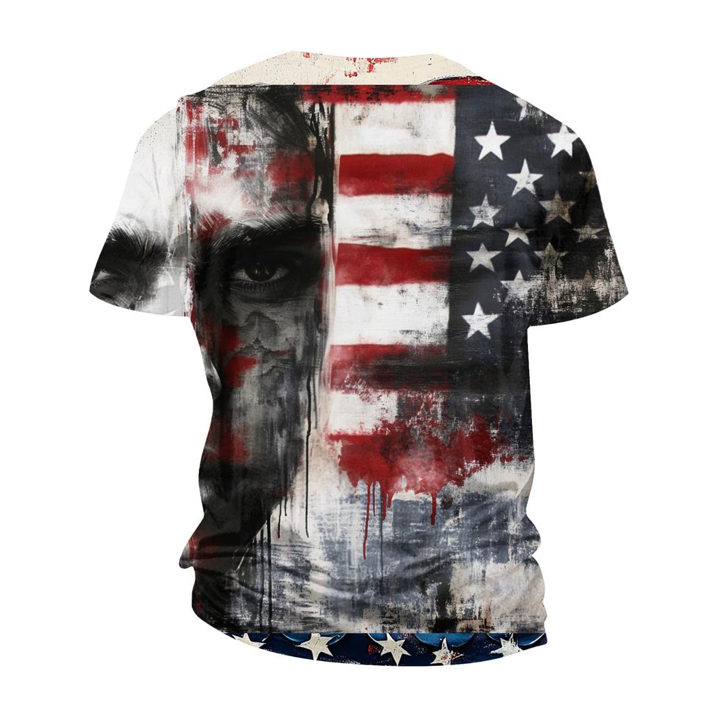 Men's Independence Day Printed Round-neck Short-sleeved T-shirt