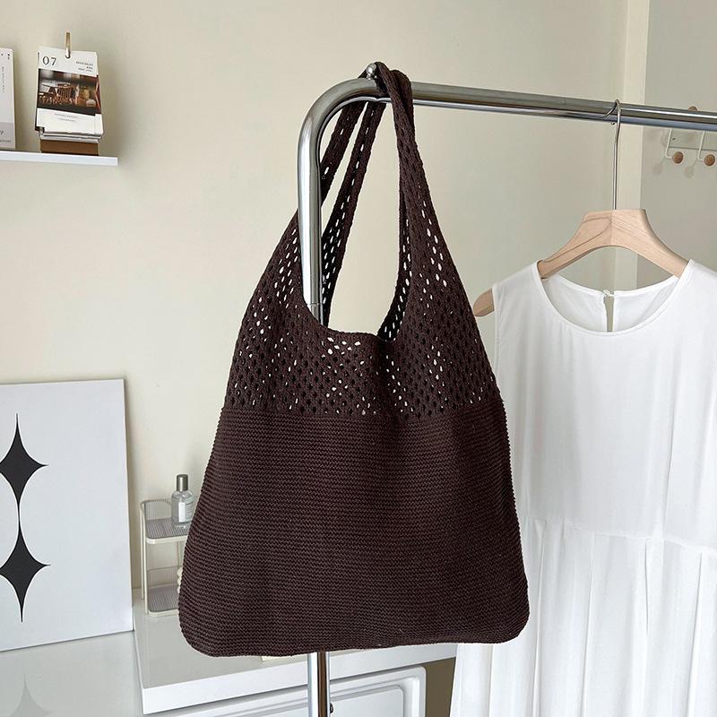 Дизайнерские вязаные сумки, вместительные сумки-тоуты для женщин, летние пляжные сумки, большие кошельки, повседневные ажурные тканые сумки через плечо