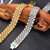 15 мм шириной 7/8/9 дюймов длиной браслет в стиле цепочки для часов для мужчин золотой цвет нержавеющая сталь мужской браслет ювелирные изделия для мальчиков аксессуары