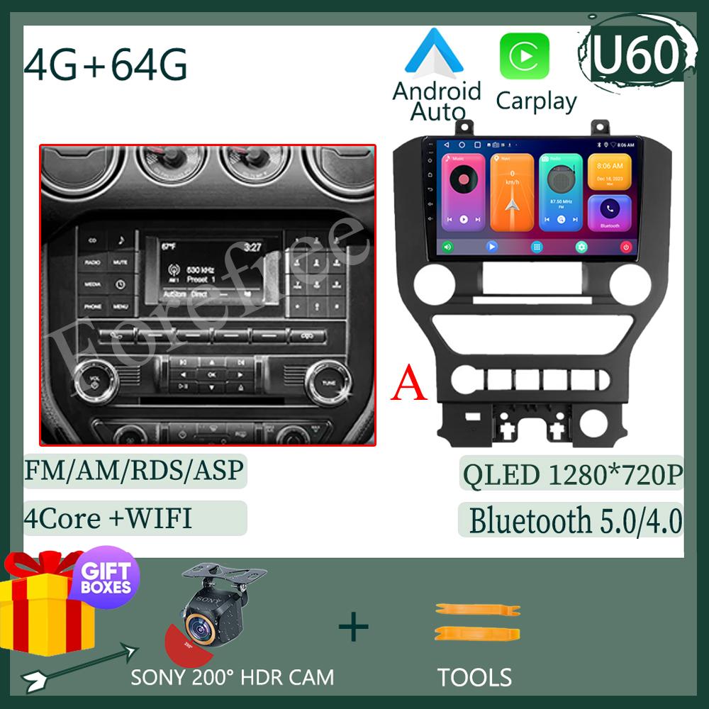 Android 14 для Ford Mustang 6 VI S550 2014 - 2025 Автомобильный Радио Мультимедиа Видео Плеер Стерео Carplay Навигация GPS WIFI QLED DVD