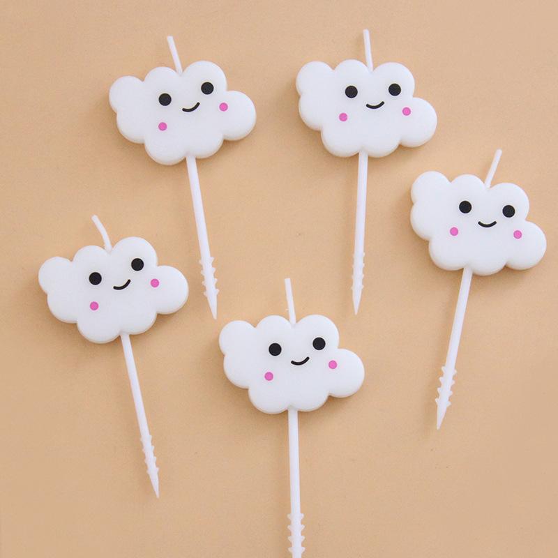 New Cute Cartoon White Cloud Birthday Candle Sucking Card 5-pack Baking Decoration Party Candle