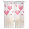 Прозрачные шторы на день святого Валентина с розовым сердцем для гостиной, кухни, оконные шторы, тюлевые занавески для спальни, вуали