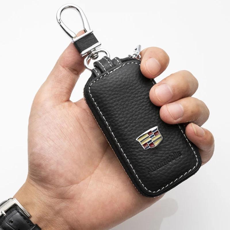 AABHX1 Leather Car Key Bag Case for Cadillac Escalade CTS ATS SRX Deville BLS XT4 XT5 XT6 STS XTS SLR XLR CT4 CT5 CT6 Auto Accessories