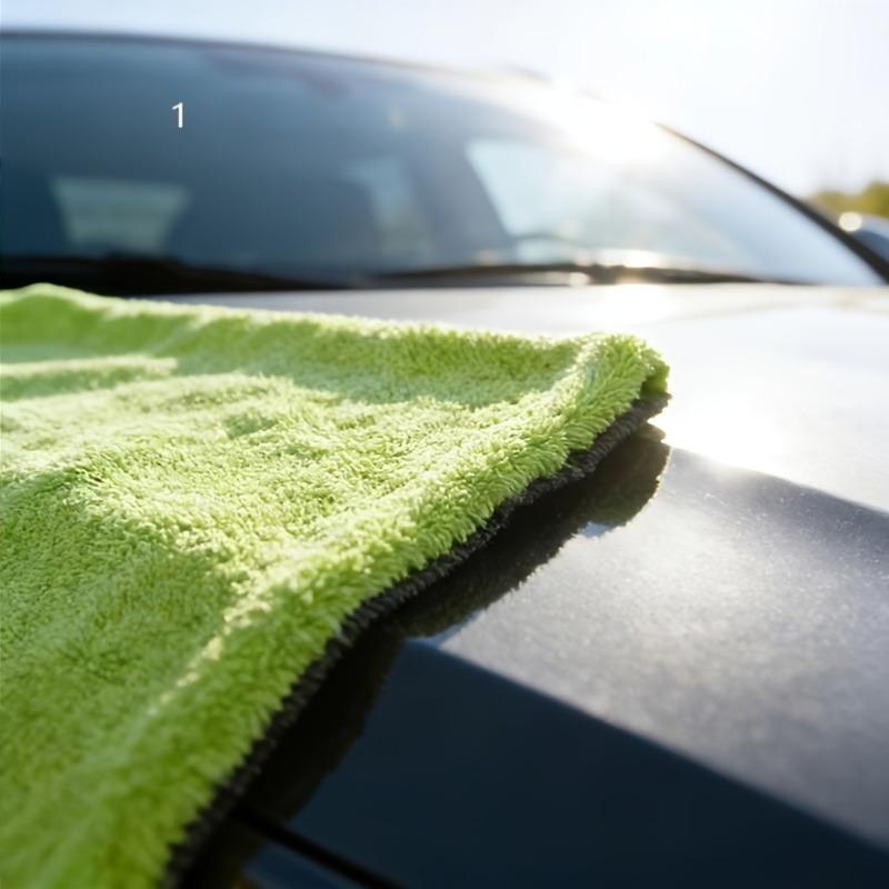 1/2 Pack Fluorescent Green Car Cleaning Cloth, Car Wash Towel, Glass Cleaning Towel, Extra Large and Thick, Super Absorbent, Non-Marking
