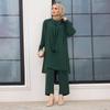 Foulard Collar Women Tunic Pants Double Suit Combine Islamic Muslim Casual Fashion Loose Summer Summer New Season Turkey