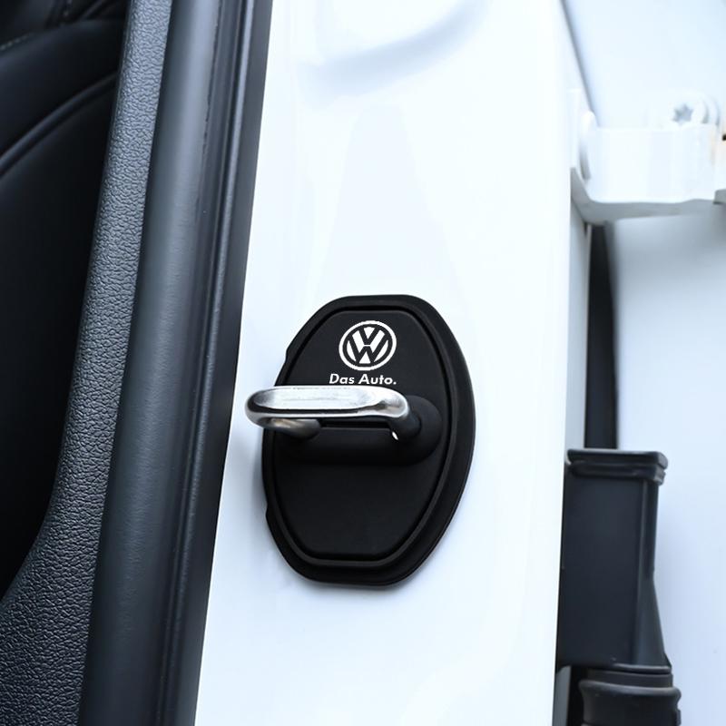 2026 New Car Sticker Car Sticker 4Pcs Car Door Lock Buckle Protective Cover Stickers Badge For Volkswagen VW R Polo Passat Rline Golf 4 IF9