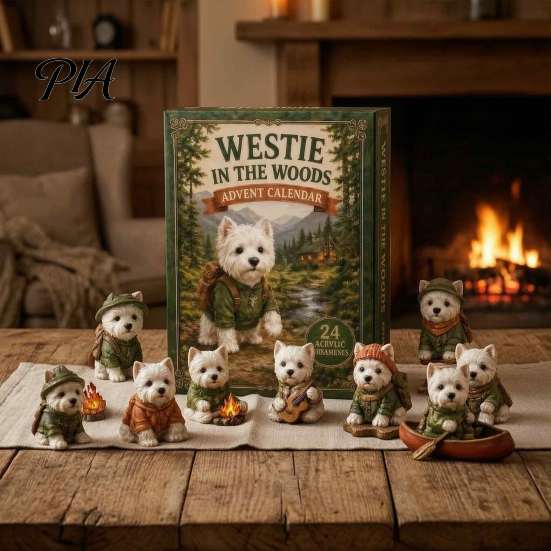 Limited Collection Dog Toys Westie in The Woods Advent Calendar, 24-Day Christmas Countdown Animal Theme Blind Box Calendar Figure Set, West Highland