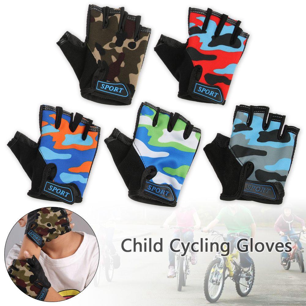 Equipment High Elastic Half Finger Mittens Child Bicycle Gloves Camouflage Children's Bike Gloves