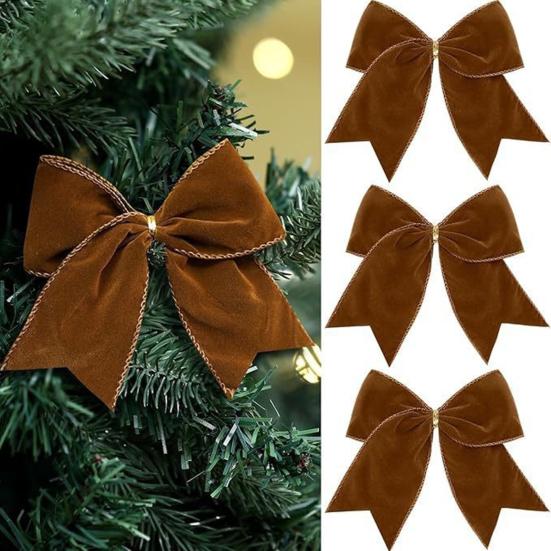 4/12 шт. Большой Рождественский Бархатный Бант Украшение Винтажный Однотонный Подвесной Бант Орнамент Для Дома Улицы Рождественская Праздничная Вечеринка Тканевый Бант Венок Украшение для Дерева