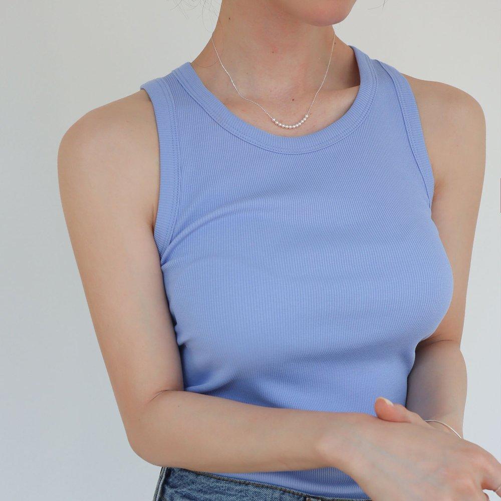 [ Modernlike ] 14K Gf Silver Pearl Ball Chain Necklace