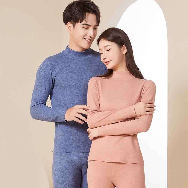 2024 Парный немецкий бархатный двухсторонний комплект термобелья с высоким воротником