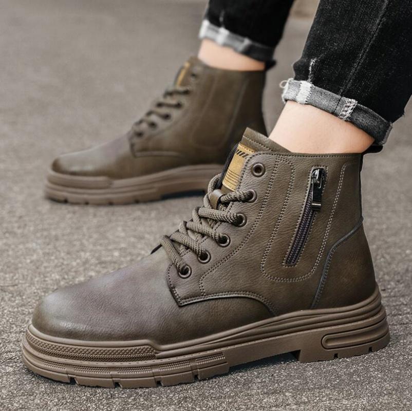 Ретро британский стиль мужские рабочие ботинки модные мужские туфли на шнуровке мужские ковбойские ботильоны с круглым носком мужские повседневные мотоциклетные ботинки