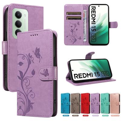 Модный чехол-книжка с бабочкой для Xiaomi Redmi 15 15C 4G 5G Poco C85, кошелек-книжка, слот для карт, магнитная кожаная обложка, Funda