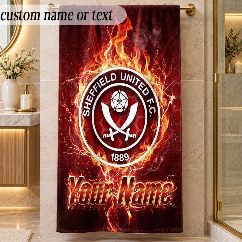 Beach TowelSheffield United FC Custom Name Text Personalized Soft Towel for Beach Pool Indoor Home Decor Gift
