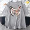 Футболки с рисунком бабочки и цветка, женская футболка Kawaii, 100% хлопок, мягкие футболки с коротким рукавом, повседневные топы высокого качества