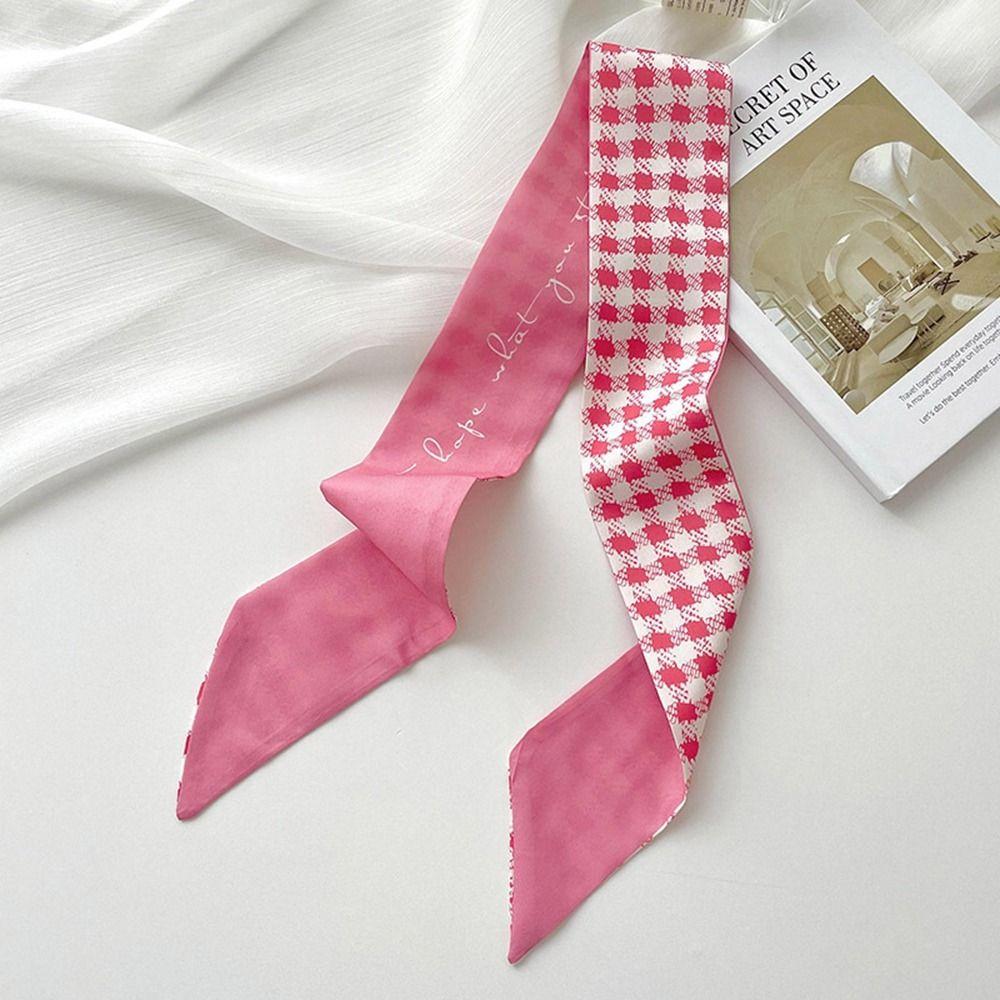 Elegant Ribbon Headband Silk Scarf Flower Hair Tie Printed Scarf Collocation Clothing Accessories Neckerchief Long Scarf Women