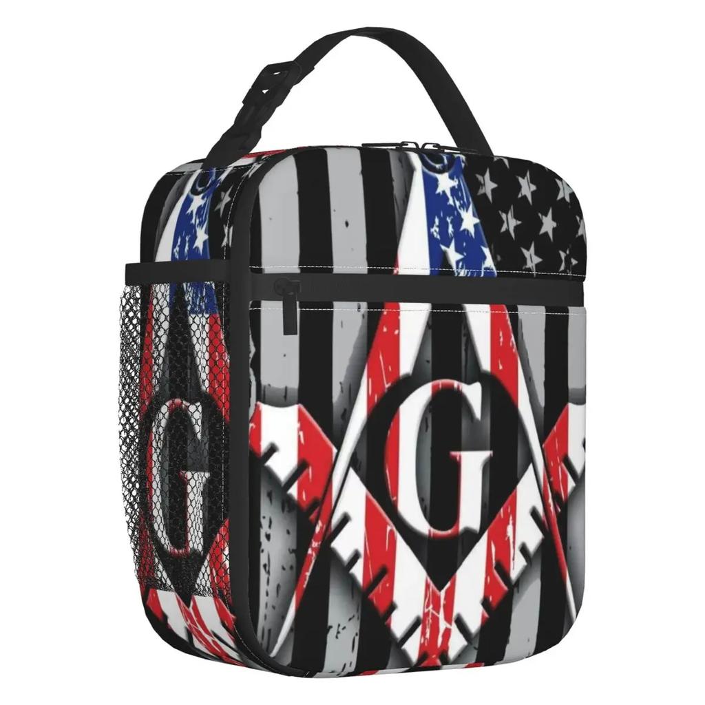 Пользовательские Золотой квадратный компас масонский франкмасонский ланч-бокс для мужчин и женщин охладитель теплые изолированные ланч-боксы для школьников