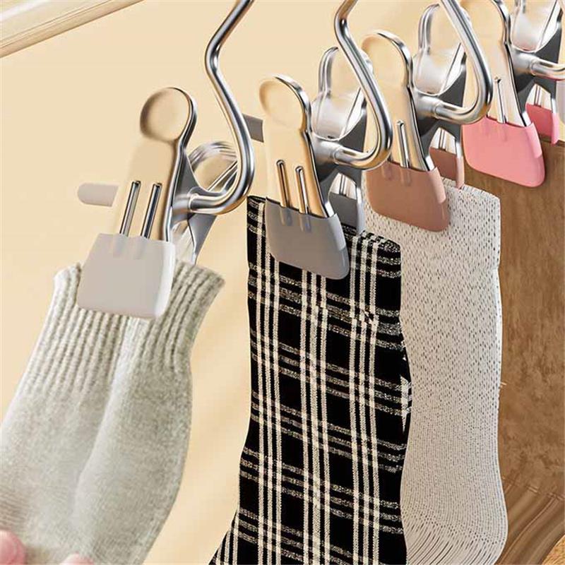 30pcs Stainless Steel Clothespins with Hooks Pants Rack Portable Hanging Closet Clothes Hanger Laundry Travel Home Supplies