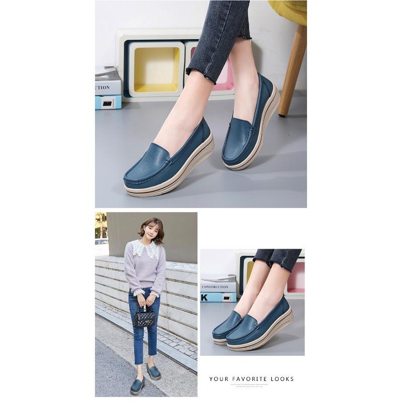 Весна и осень Новые повседневные женские туфли на плоском скошенном каблуке, универсальные, с толстой подошвой и средним каблуком