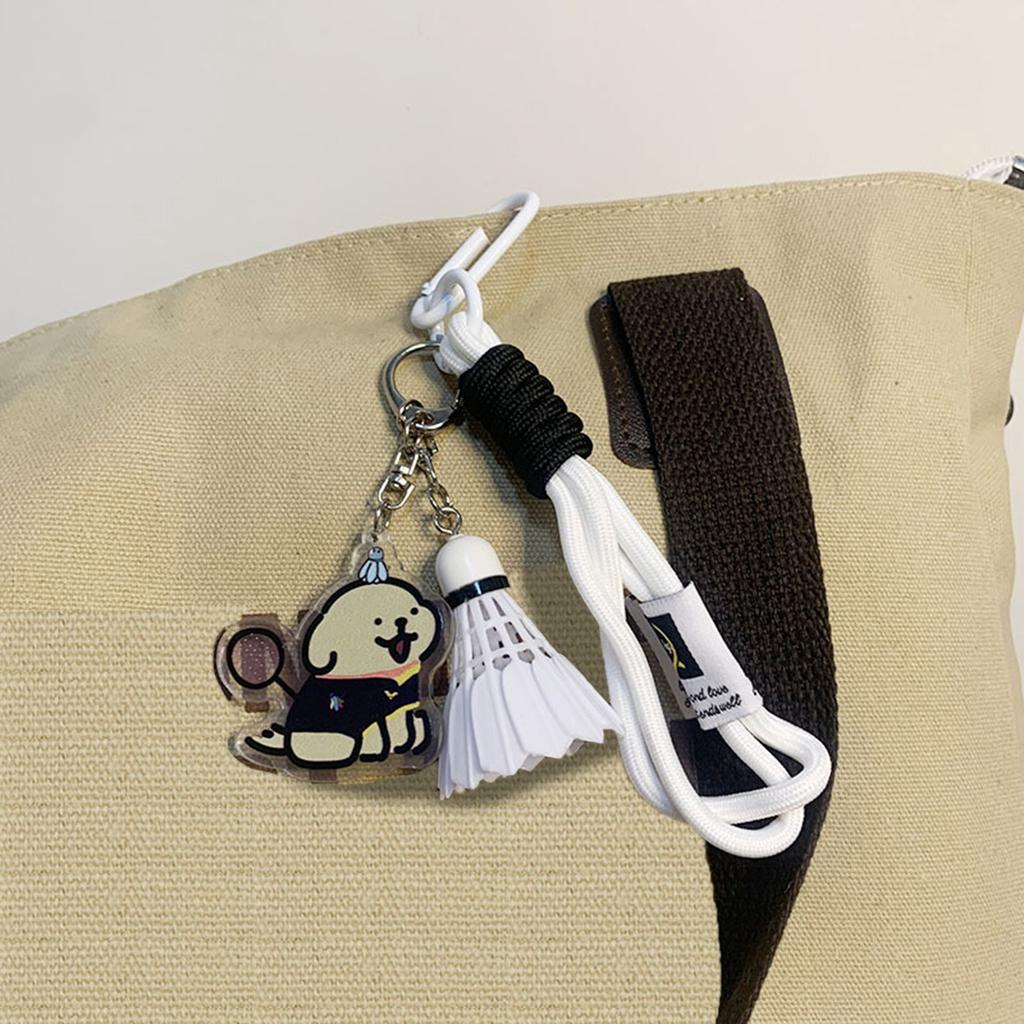 Брелок для ключей с изображением собаки из мультфильма «Бадминтон», подвеска в виде мяча для бадминтона, небольшой брелок, акриловые брелоки, подарок для пар, любителей бадминтона