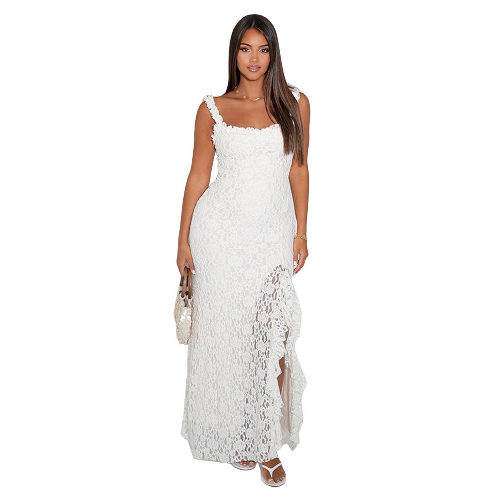 CY901101 European and American new Spice Girl style sexy lace high fork suspender dress women's clothing
