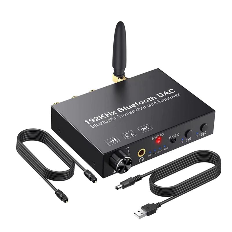 192KHz DAC Digital to Analog Audio Converter Bluetooth Audio Transmitter Receiver with AptX Low Latency