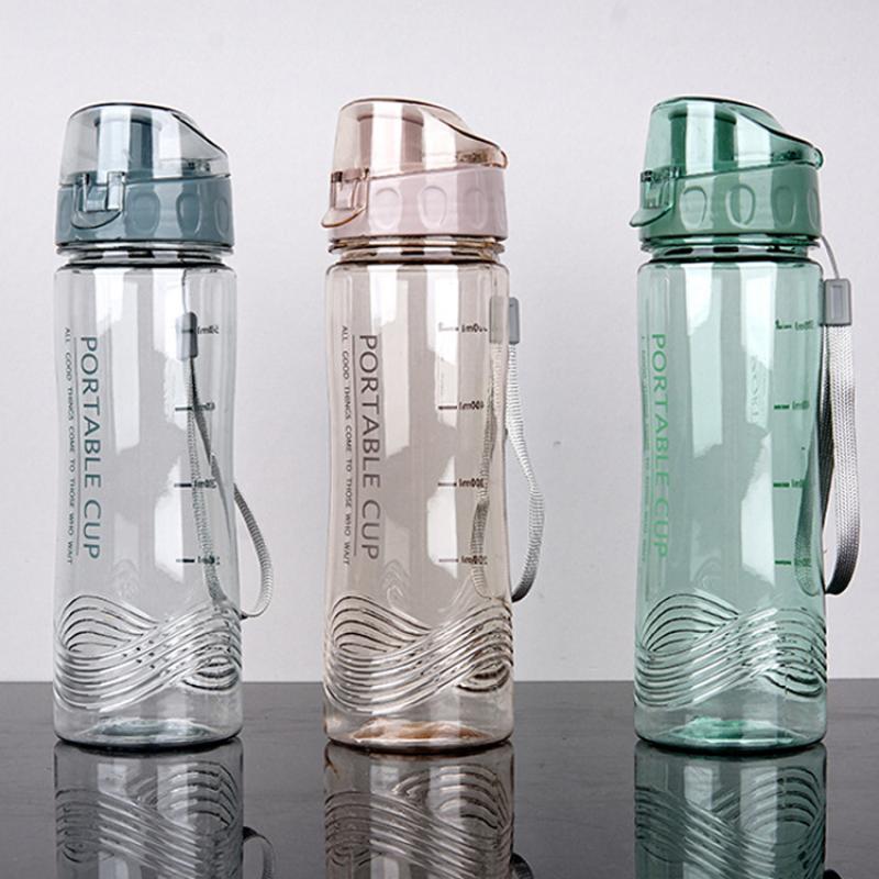 600 мл Спортивная бутылка для воды для фитнеса, без BPA, портативная уличная бутылка для воды для взрослых, походов, кемпинга, пластиковая чашка для воды, посуда для напитков